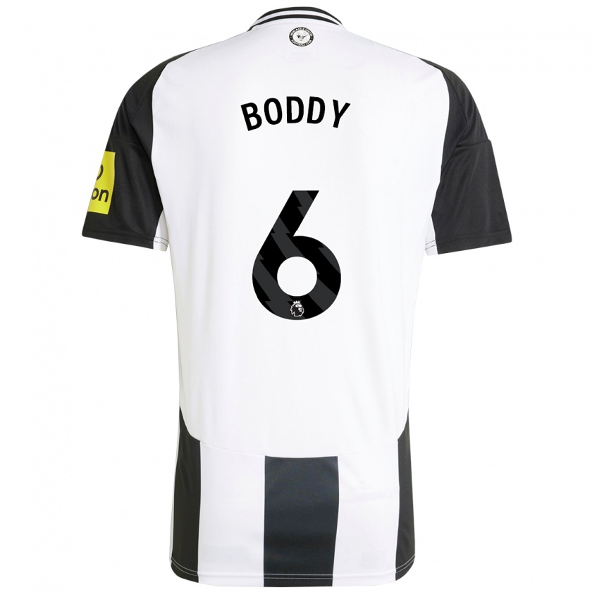 Kandiny Niño Camiseta Elysia Boddy #6 Blanco Negro 1ª Equipación 2024/25 La Camisa Chile