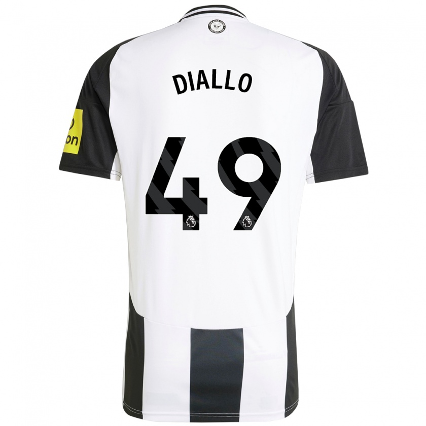 Kandiny Niño Camiseta Amadou Diallo #49 Blanco Negro 1ª Equipación 2024/25 La Camisa Chile