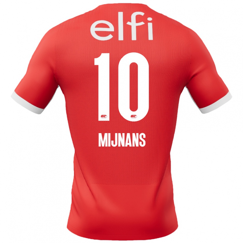 Kandiny Niño Camiseta Sven Mijnans #10 Rojo Blanco 1ª Equipación 2024/25 La Camisa Chile