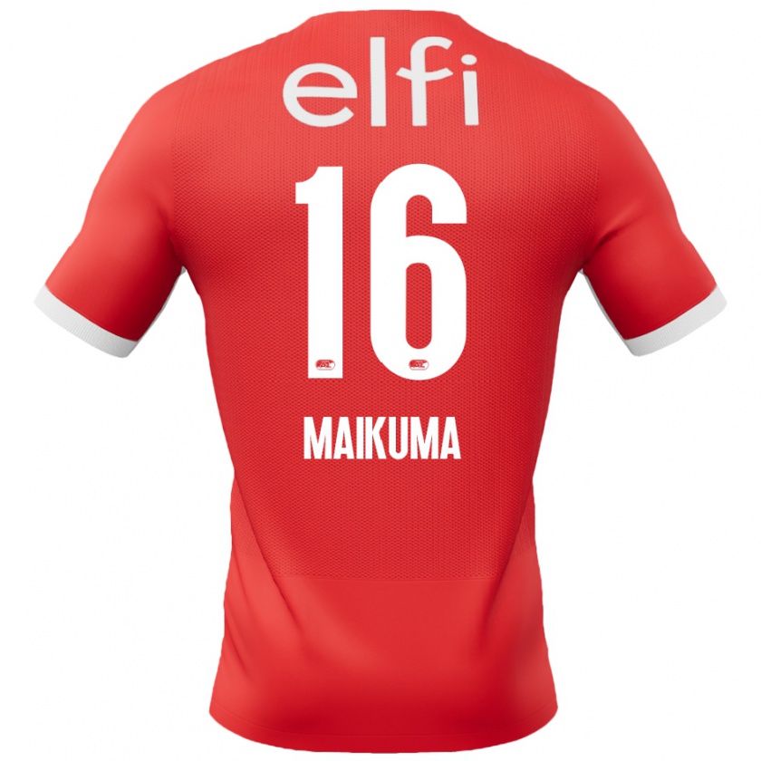 Kandiny Niño Camiseta Seiya Maikuma #16 Rojo Blanco 1ª Equipación 2024/25 La Camisa Chile