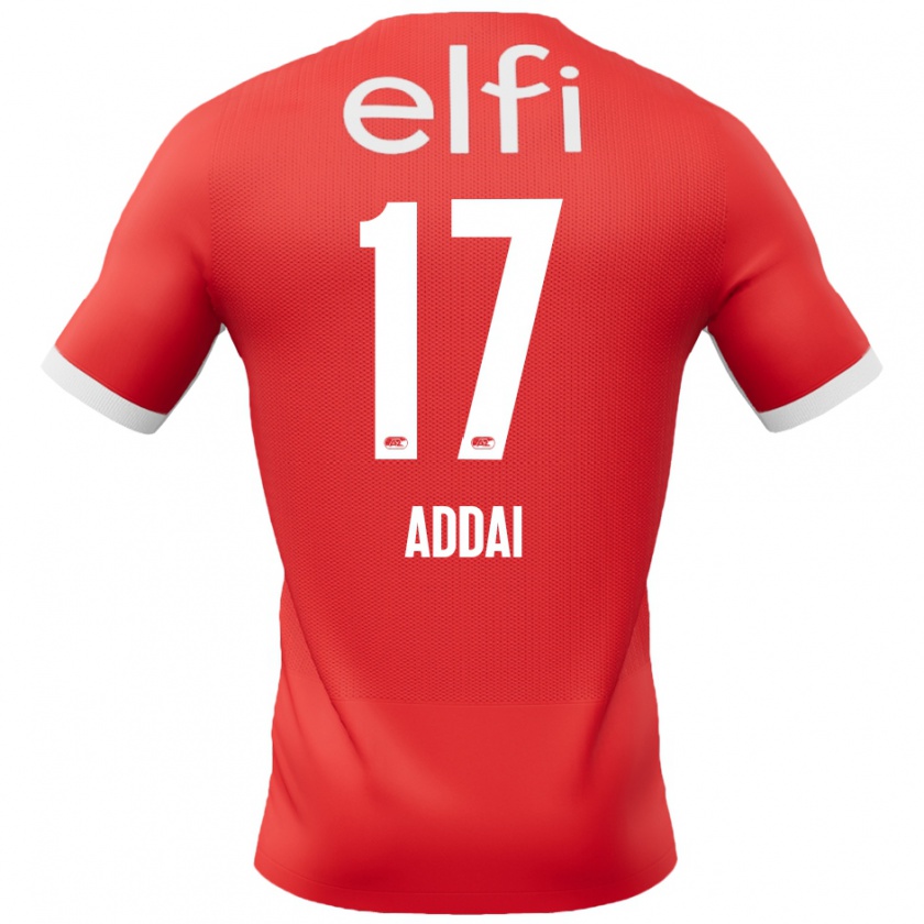 Kandiny Niño Camiseta Jayden Addai #17 Rojo Blanco 1ª Equipación 2024/25 La Camisa Chile