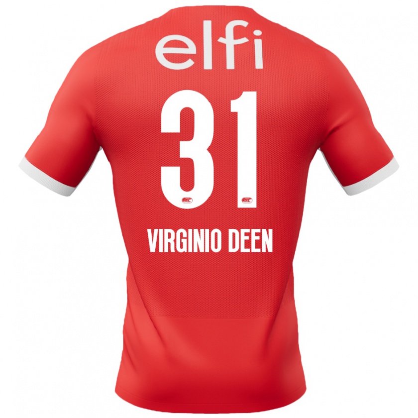 Kandiny Niño Camiseta Daniël Virginio Deen #31 Rojo Blanco 1ª Equipación 2024/25 La Camisa Chile