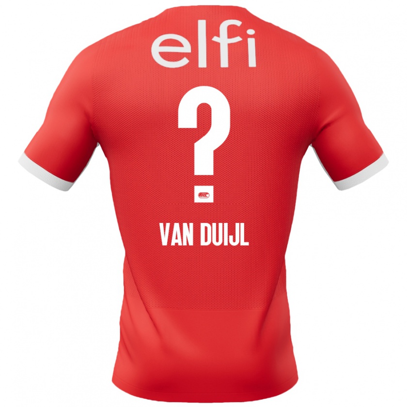 Kandiny Niño Camiseta Billy Van Duijl #0 Rojo Blanco 1ª Equipación 2024/25 La Camisa Chile