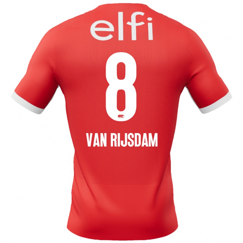 Kandiny Niño Camiseta Julian Van Rijsdam #8 Rojo Blanco 1ª Equipación 2024/25 La Camisa Chile