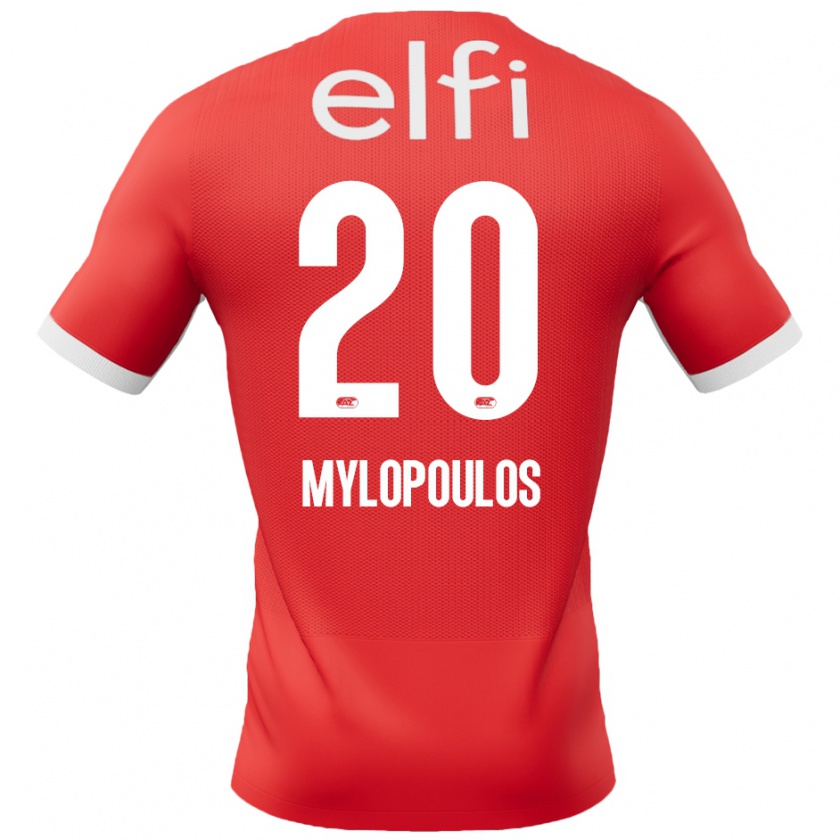 Kandiny Niño Camiseta Marios Mylopoulos #20 Rojo Blanco 1ª Equipación 2024/25 La Camisa Chile