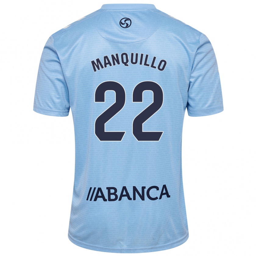 Kandiny Niño Camiseta Javier Manquillo #22 Azul Cielo 1ª Equipación 2024/25 La Camisa Chile