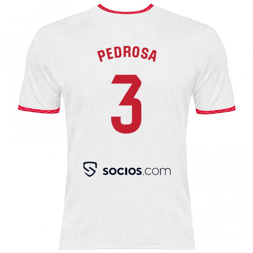 Kandiny Niño Camiseta Adrià Pedrosa #3 Blanco Rojo 1ª Equipación 2024/25 La Camisa Chile