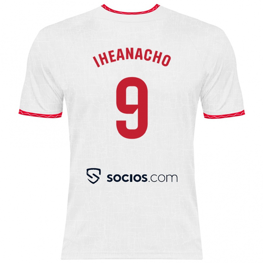 Kandiny Niño Camiseta Kelechi Iheanacho #9 Blanco Rojo 1ª Equipación 2024/25 La Camisa Chile