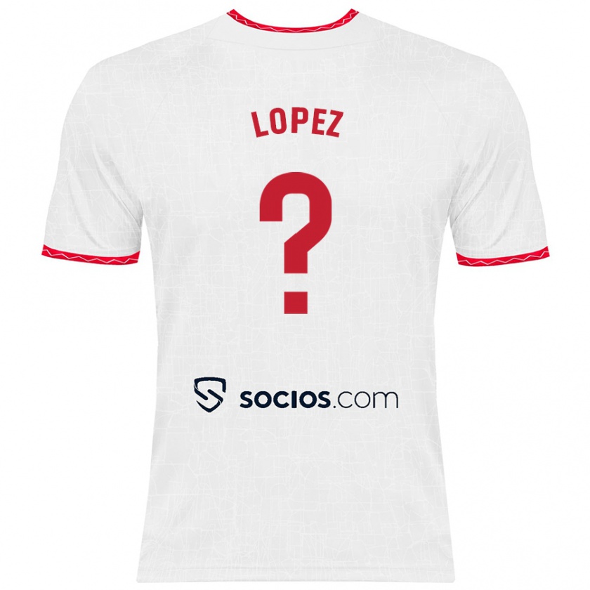 Kandiny Niño Camiseta David López #0 Blanco Rojo 1ª Equipación 2024/25 La Camisa Chile