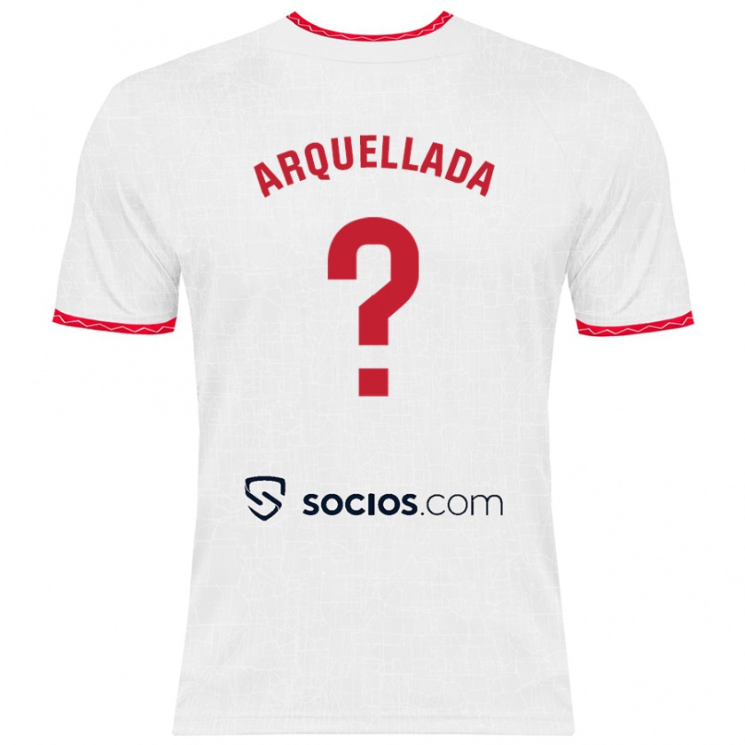 Kandiny Niño Camiseta Álvaro Arquellada #0 Blanco Rojo 1ª Equipación 2024/25 La Camisa Chile