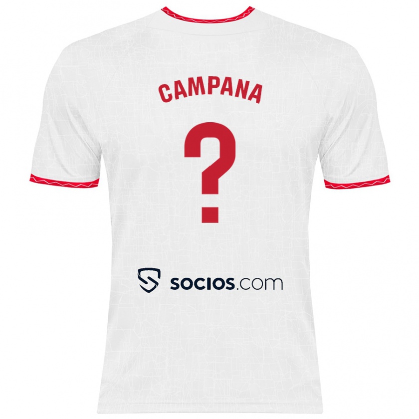 Kandiny Niño Camiseta Massimo Campana #0 Blanco Rojo 1ª Equipación 2024/25 La Camisa Chile