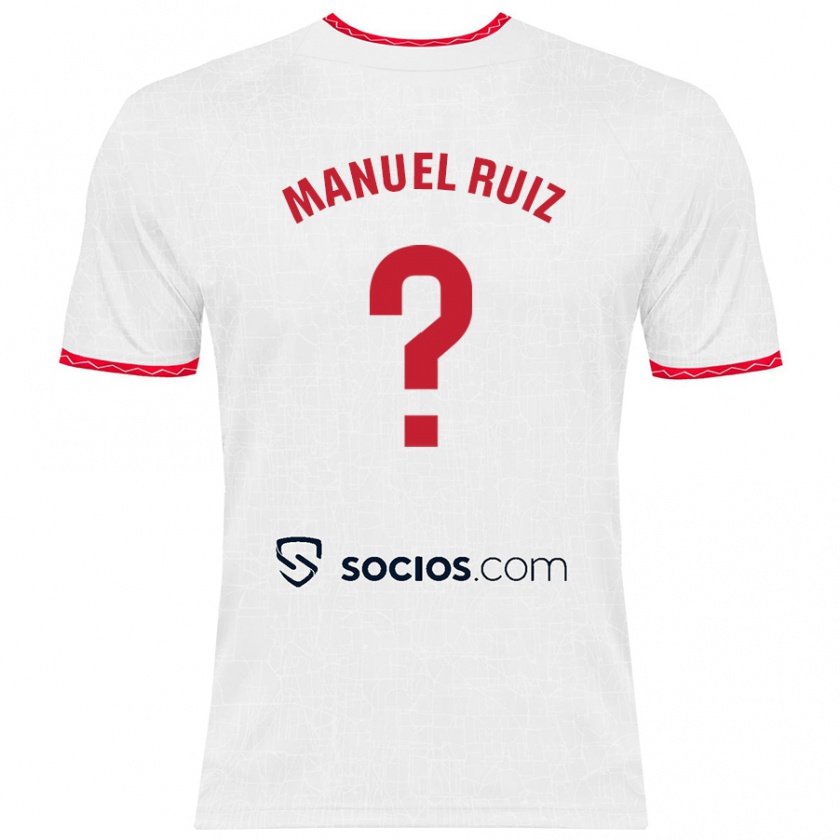 Kandiny Niño Camiseta José Manuel Ruiz #0 Blanco Rojo 1ª Equipación 2024/25 La Camisa Chile