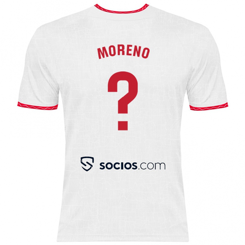 Kandiny Niño Camiseta Jorge Moreno #0 Blanco Rojo 1ª Equipación 2024/25 La Camisa Chile