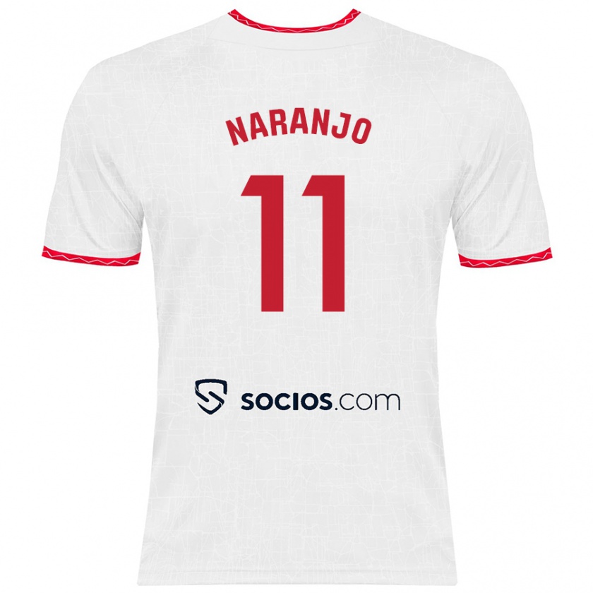 Kandiny Niño Camiseta Mario Naranjo #11 Blanco Rojo 1ª Equipación 2024/25 La Camisa Chile