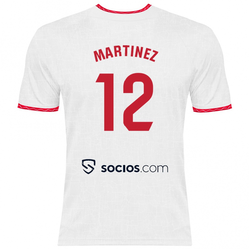 Kandiny Niño Camiseta Gabri Martinez #12 Blanco Rojo 1ª Equipación 2024/25 La Camisa Chile