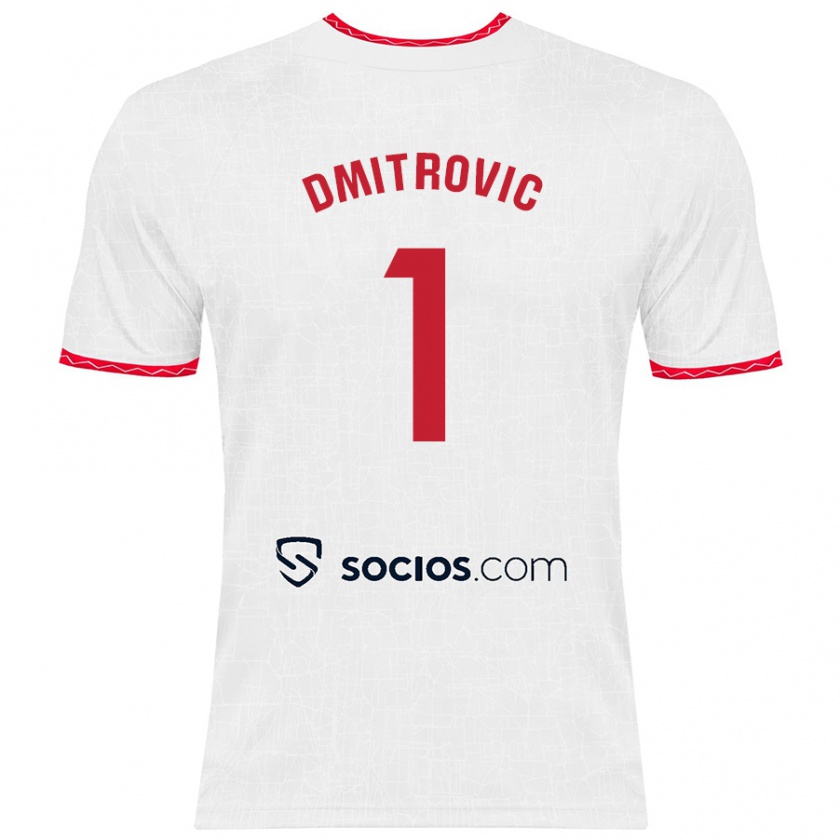 Kandiny Niño Camiseta Marko Dmitrović #1 Blanco Rojo 1ª Equipación 2024/25 La Camisa Chile