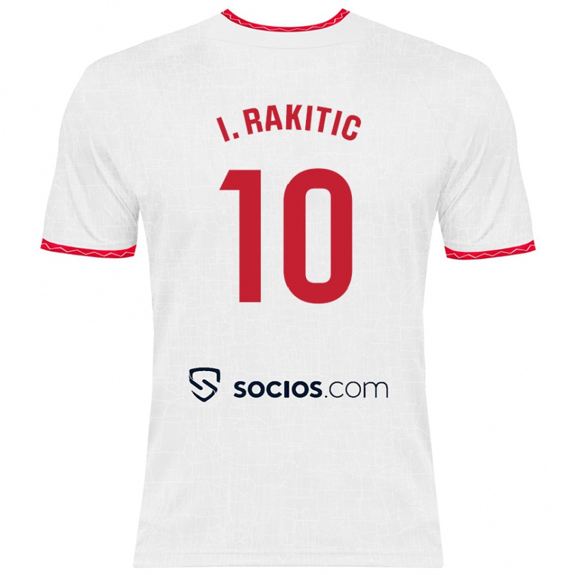 Kandiny Niño Camiseta Ivan Rakitic #10 Blanco Rojo 1ª Equipación 2024/25 La Camisa Chile