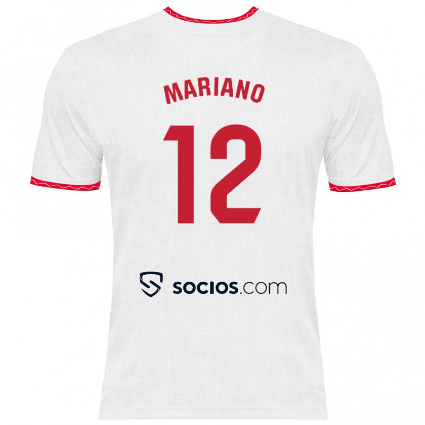 Kandiny Niño Camiseta Mariano Díaz #12 Blanco Rojo 1ª Equipación 2024/25 La Camisa Chile