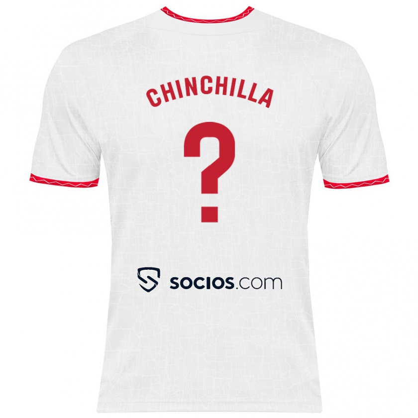 Kandiny Niño Camiseta Gustavo Chinchilla #0 Blanco Rojo 1ª Equipación 2024/25 La Camisa Chile