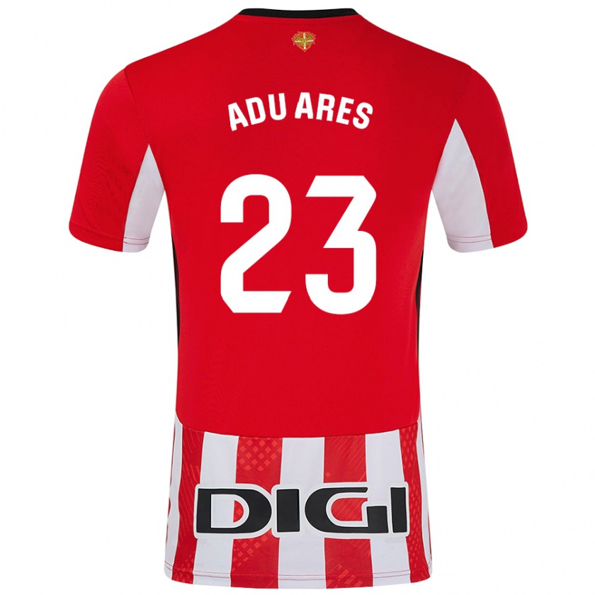 Kandiny Niño Camiseta Adu Ares #23 Rojo Blanco 1ª Equipación 2024/25 La Camisa Chile