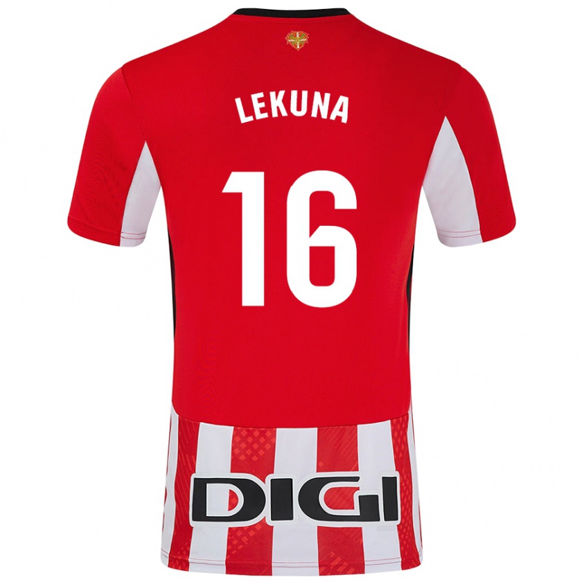 Kandiny Niño Camiseta Adrián Lekuna #16 Rojo Blanco 1ª Equipación 2024/25 La Camisa Chile