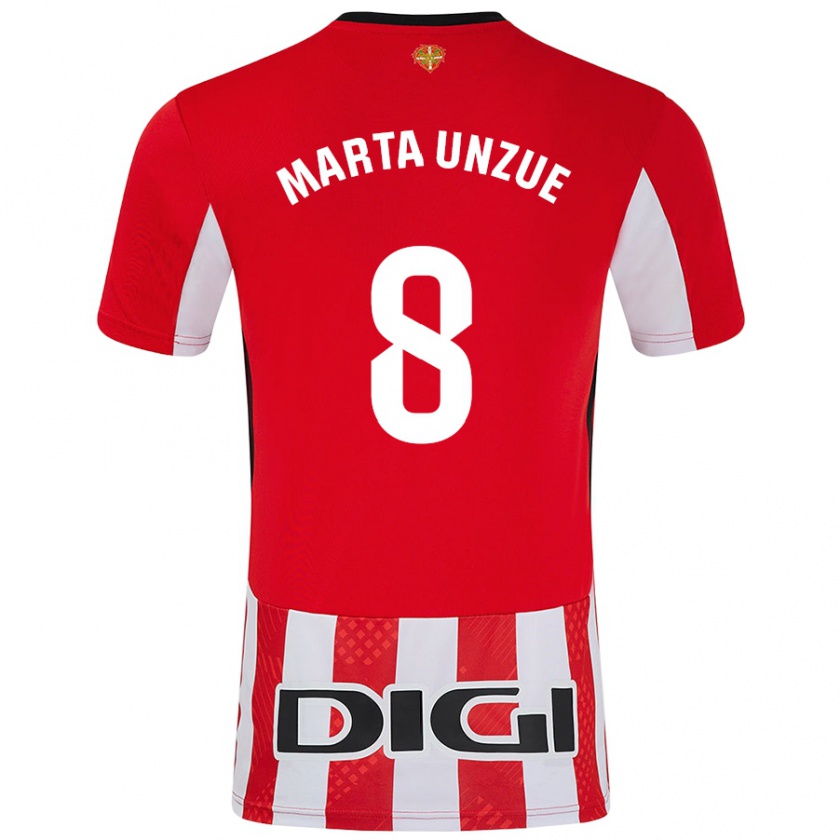 Kandiny Niño Camiseta Marta Unzué Urdániz #8 Rojo Blanco 1ª Equipación 2024/25 La Camisa Chile