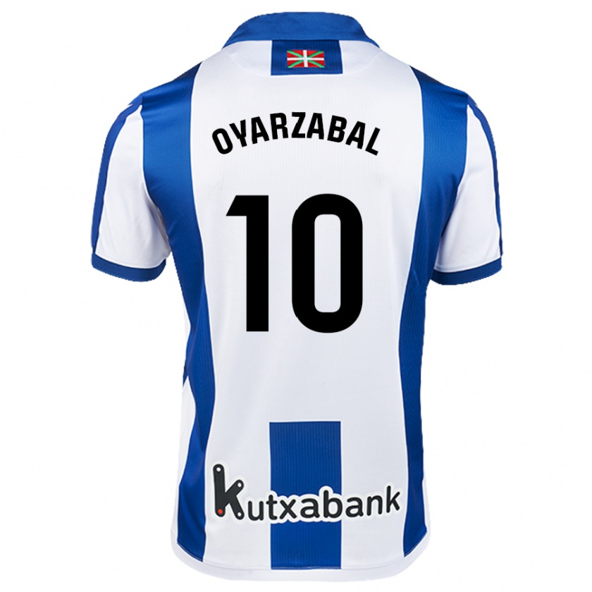 Kandiny Niño Camiseta Mikel Oyarzabal #10 Blanco Azul 1ª Equipación 2024/25 La Camisa Chile