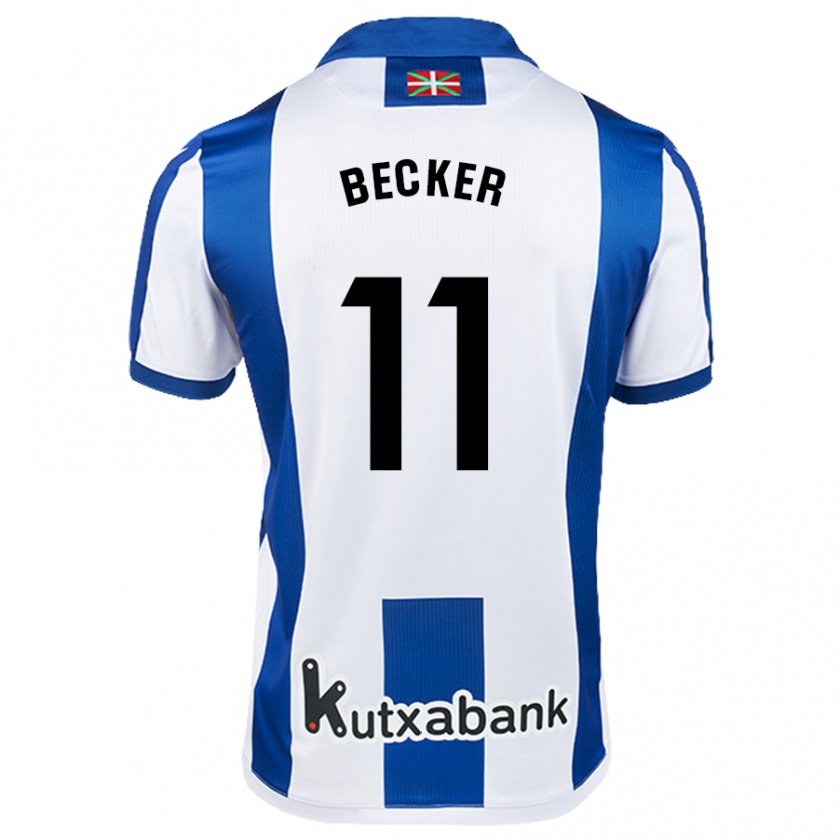 Kandiny Niño Camiseta Sheraldo Becker #11 Blanco Azul 1ª Equipación 2024/25 La Camisa Chile