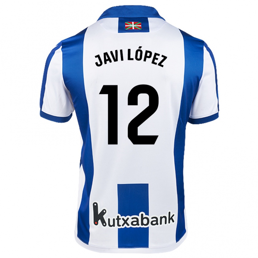 Kandiny Niño Camiseta Javi López #12 Blanco Azul 1ª Equipación 2024/25 La Camisa Chile