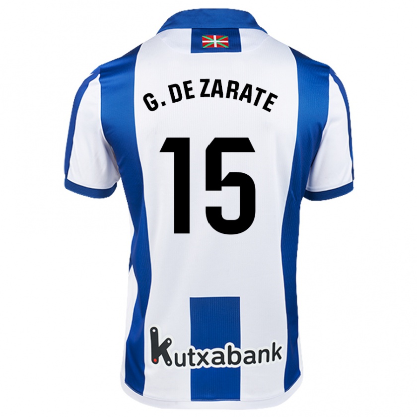 Kandiny Niño Camiseta Urko González De Zarate #15 Blanco Azul 1ª Equipación 2024/25 La Camisa Chile