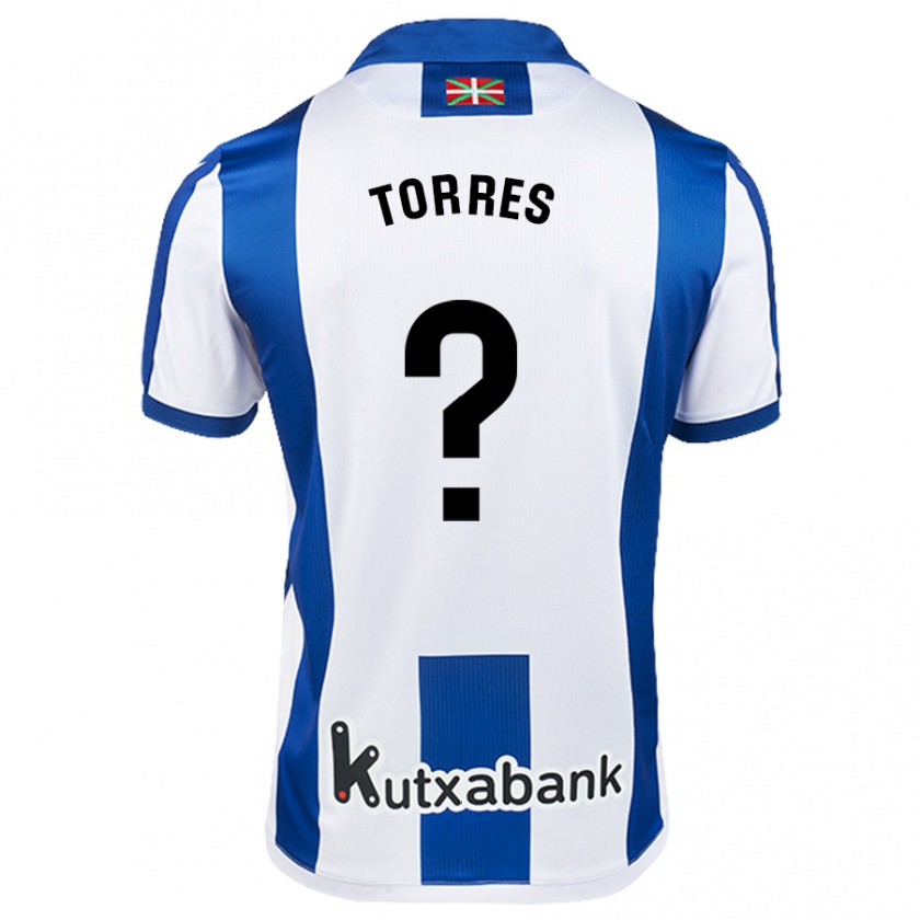 Kandiny Niño Camiseta Domenic Torres #0 Blanco Azul 1ª Equipación 2024/25 La Camisa Chile