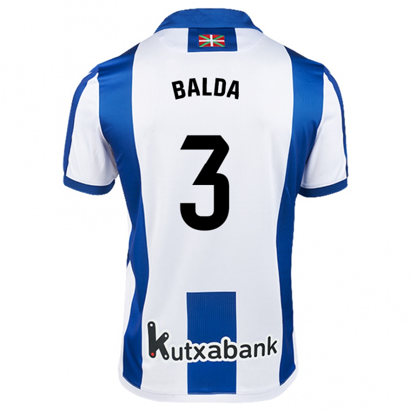 Kandiny Niño Camiseta Jon Balda #3 Blanco Azul 1ª Equipación 2024/25 La Camisa Chile