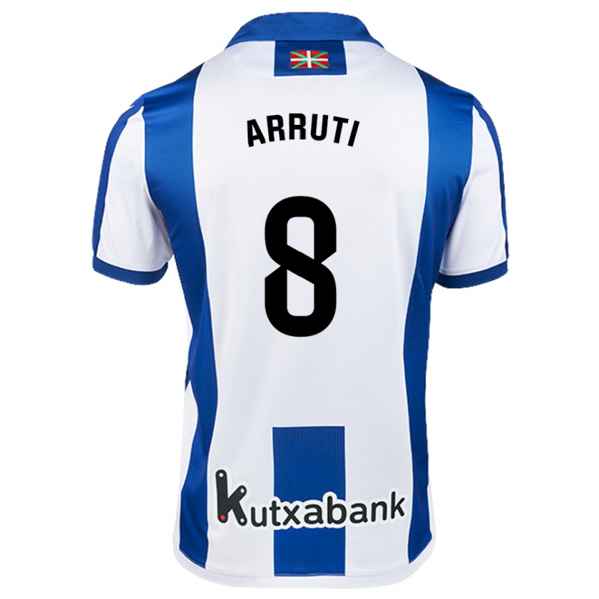 Kandiny Niño Camiseta Martín Arruti #8 Blanco Azul 1ª Equipación 2024/25 La Camisa Chile