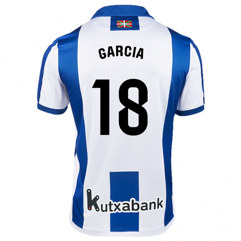 Kandiny Niño Camiseta Eder García #18 Blanco Azul 1ª Equipación 2024/25 La Camisa Chile