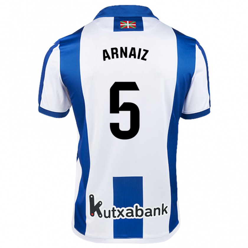 Kandiny Niño Camiseta Iris Arnaiz #5 Blanco Azul 1ª Equipación 2024/25 La Camisa Chile