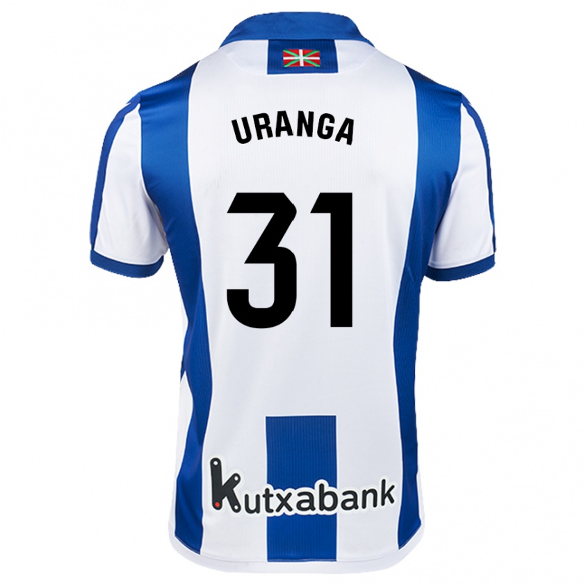 Kandiny Niño Camiseta Haizea Uranga Agirre #31 Blanco Azul 1ª Equipación 2024/25 La Camisa Chile