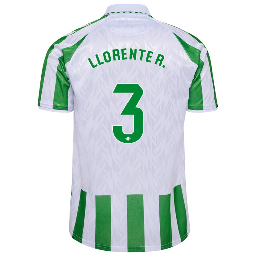 Kandiny Niño Camiseta Diego Llorente #3 Verde Rayas Blancas 1ª Equipación 2024/25 La Camisa Chile