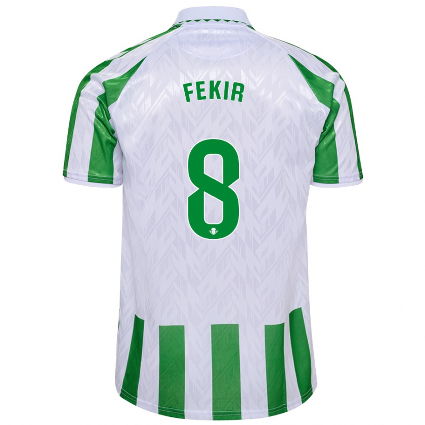 Kandiny Niño Camiseta Nabil Fekir #8 Verde Rayas Blancas 1ª Equipación 2024/25 La Camisa Chile