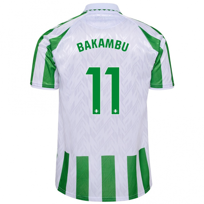 Kandiny Niño Camiseta Cédric Bakambu #11 Verde Rayas Blancas 1ª Equipación 2024/25 La Camisa Chile