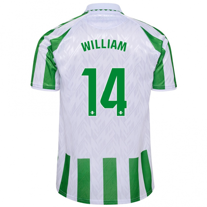 Kandiny Niño Camiseta William Carvalho #14 Verde Rayas Blancas 1ª Equipación 2024/25 La Camisa Chile