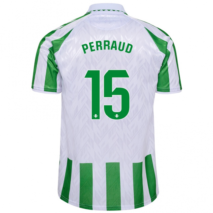 Kandiny Niño Camiseta Romain Perraud #15 Verde Rayas Blancas 1ª Equipación 2024/25 La Camisa Chile