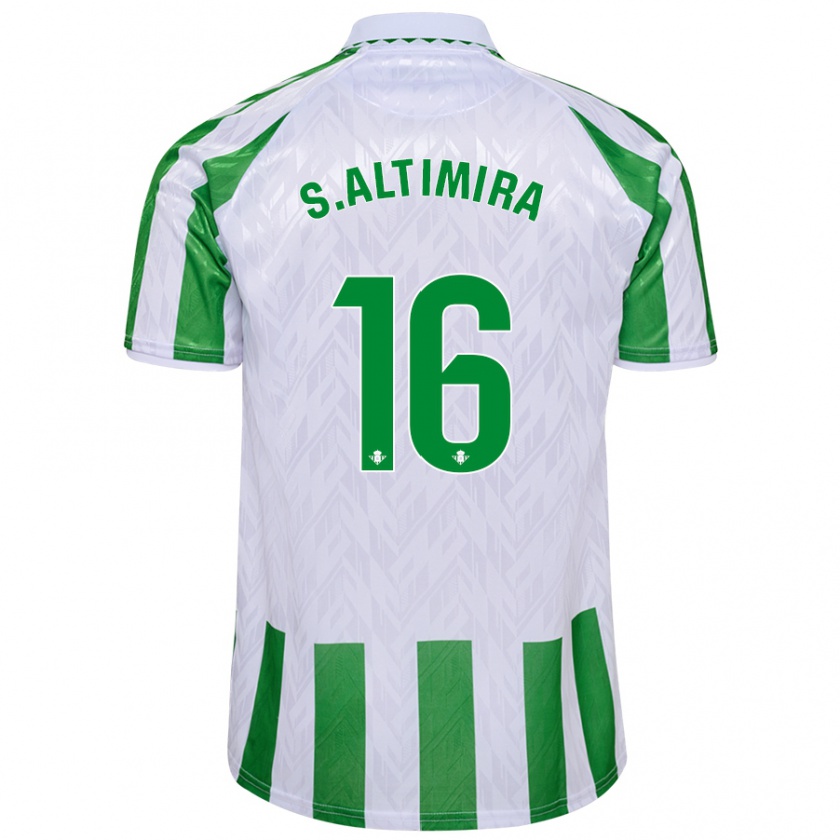 Kandiny Niño Camiseta Sergi Altimira #16 Verde Rayas Blancas 1ª Equipación 2024/25 La Camisa Chile