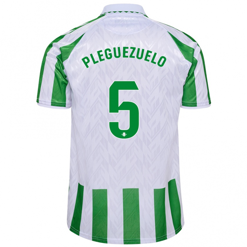 Kandiny Niño Camiseta Xavi Pleguezuelo #5 Verde Rayas Blancas 1ª Equipación 2024/25 La Camisa Chile