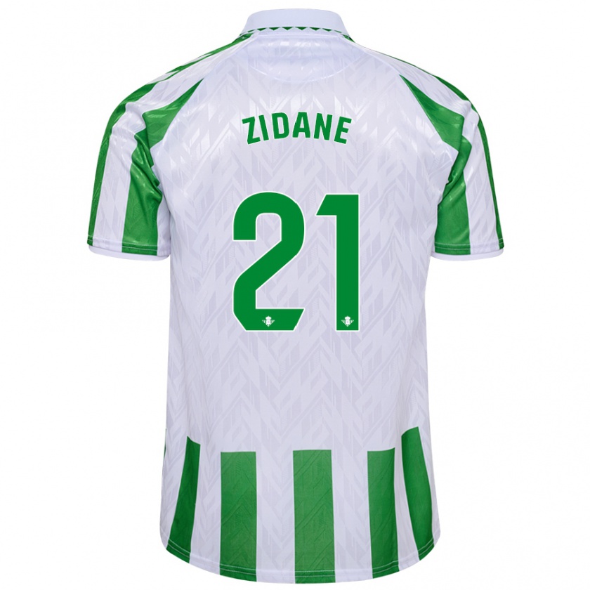 Kandiny Niño Camiseta Elyaz Zidane #21 Verde Rayas Blancas 1ª Equipación 2024/25 La Camisa Chile