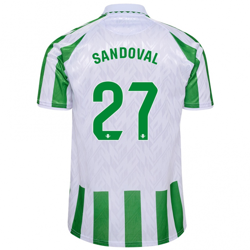 Kandiny Niño Camiseta Keimer Sandoval #27 Verde Rayas Blancas 1ª Equipación 2024/25 La Camisa Chile