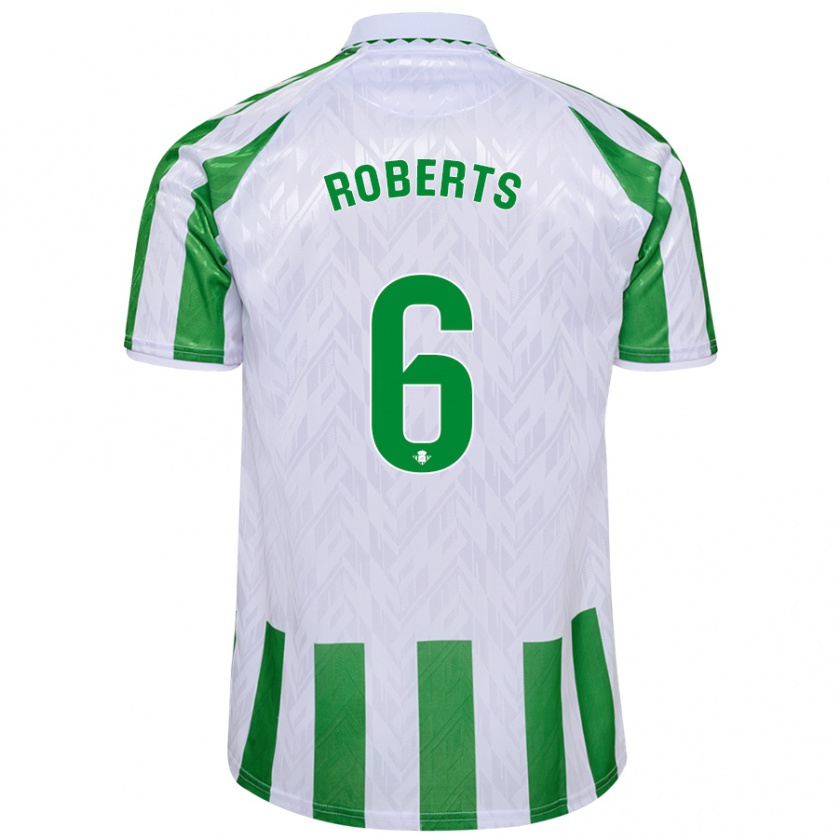 Kandiny Niño Camiseta Rhiannon Roberts #6 Verde Rayas Blancas 1ª Equipación 2024/25 La Camisa Chile