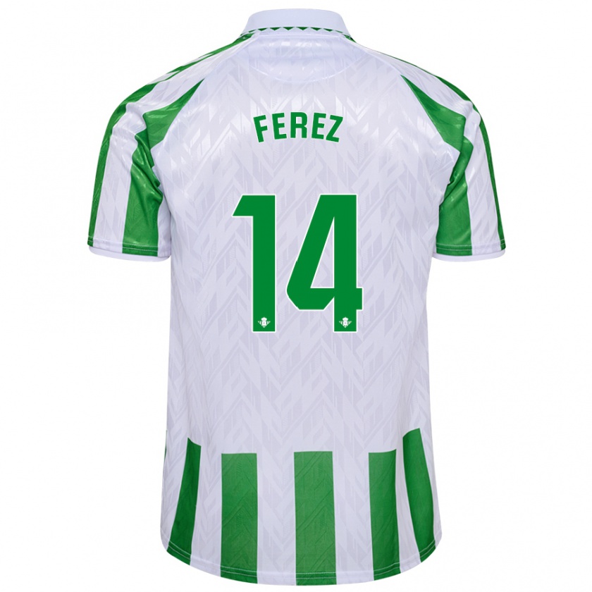 Kandiny Niño Camiseta Carolina Férez #14 Verde Rayas Blancas 1ª Equipación 2024/25 La Camisa Chile