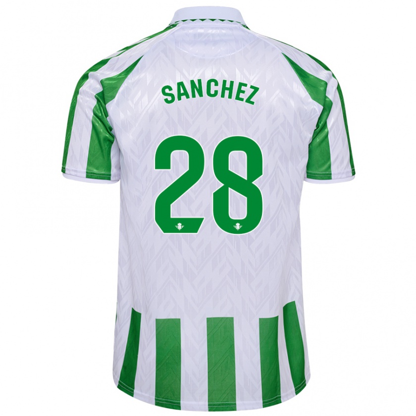 Kandiny Niño Camiseta Marina Sánchez #28 Verde Rayas Blancas 1ª Equipación 2024/25 La Camisa Chile