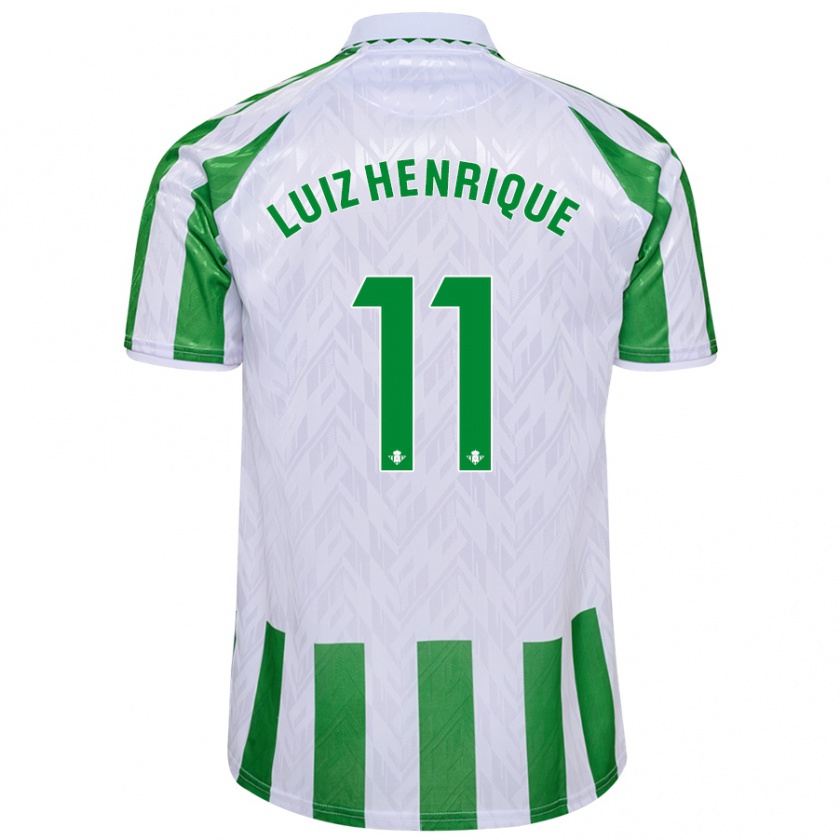 Kandiny Niño Camiseta Luiz Henrique #11 Verde Rayas Blancas 1ª Equipación 2024/25 La Camisa Chile