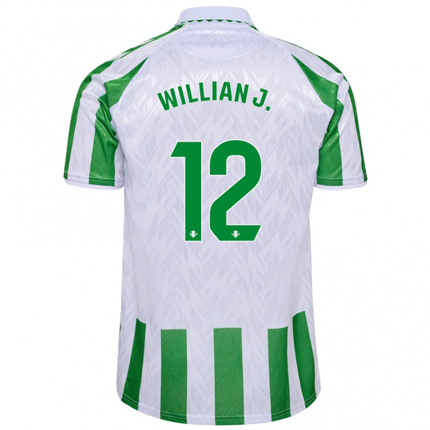 Kandiny Niño Camiseta Willian José #12 Verde Rayas Blancas 1ª Equipación 2024/25 La Camisa Chile